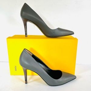Fendi dark gray leather heels 38